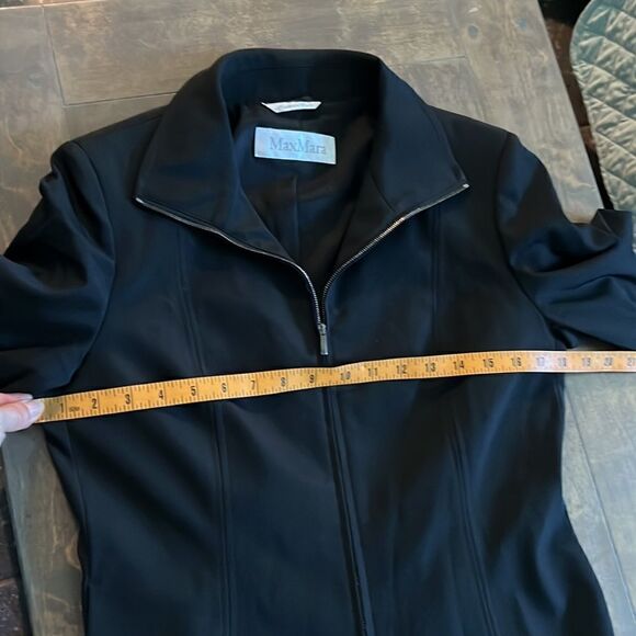 Max Mara black front zipper formal blazer jacket made Italy Sz- 8 - Picture 10 of 13